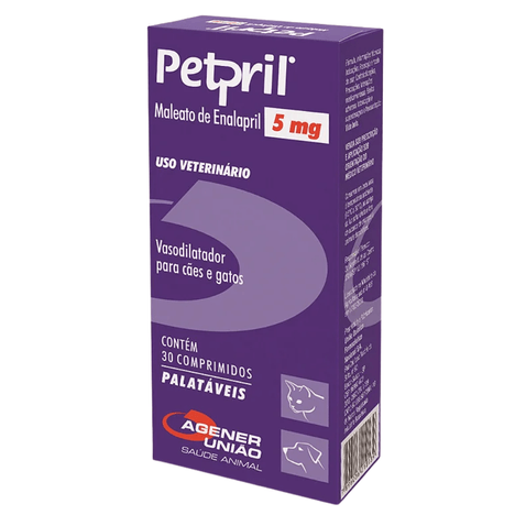 Vasodilatador Petpril para Cães e Gatos com 30 Comprimidos de 5 mg Vasodilatador Petpril para Cães e Gatos com 30 Comprimidos de 5 mg