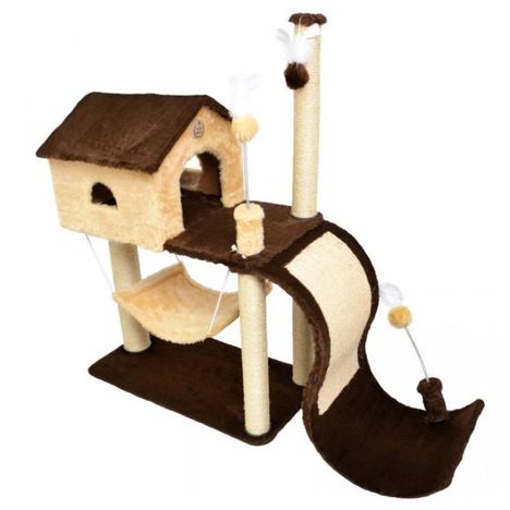 Arranhador House Tobogã Marrom com Bege Arranhador House Tobogã Marrom com Bege