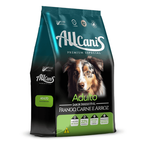 Ração Allcanis para Cães Adultos de Porte Médio a Grande Sabor Frango, Carne e Arroz 2,5kg