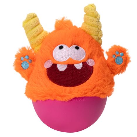 Brinquedo Interativo Tumbler Monstro Pelúcia com Borracha Laranja para Cães - Q Monster