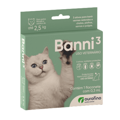 Antipulgas Banni3 Gatos 0,3ml até 2,5kg Antipulgas Banni3 Gatos 0,3ml até 2,5kg