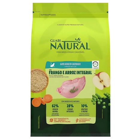 Ração Guabi Natural para Gatos Adultos Castrados Sabor Frango e Arroz Integral 7,5 Kg Ração Guabi Natural para Gatos Adultos Castrados Sabor Frango e Arroz Integral 7,5 Kg