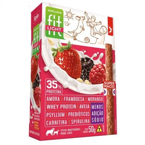 Petisco Gourmet Fit Light para Cães Sabor Amora, Framboesa e Morango 50g
