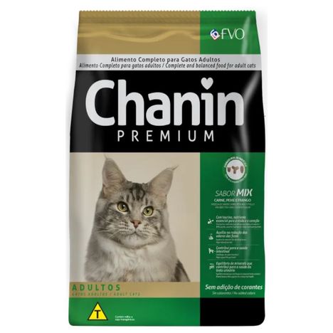 Chanin Mix Premium Carne, Peixe e Frango Sem Corantes Para Gatos Adulto 10,1kg