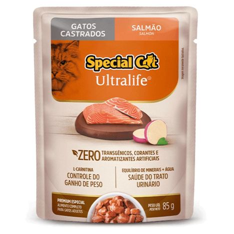 Ração Úmida Special Cat Sachê Salmão para Gatos Castrados 85g Ração Úmida Special Cat Sachê Salmão para Gatos Castrados 85g