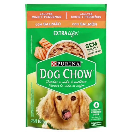 Ração Úmida Sachê Dog Chow Sabor Salmão para Cães Adultos de porte Mini e Pequenos 100g