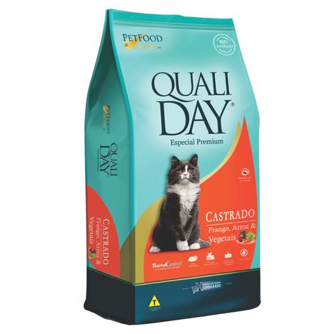 Ração Qualiday Para Gatos Adultos Castrados Sabor Frango, Arroz e Vegetais 3 kg Ração Qualiday Para Gatos Adultos Castrados Sabor Frango, Arroz e Vegetais 3 kg