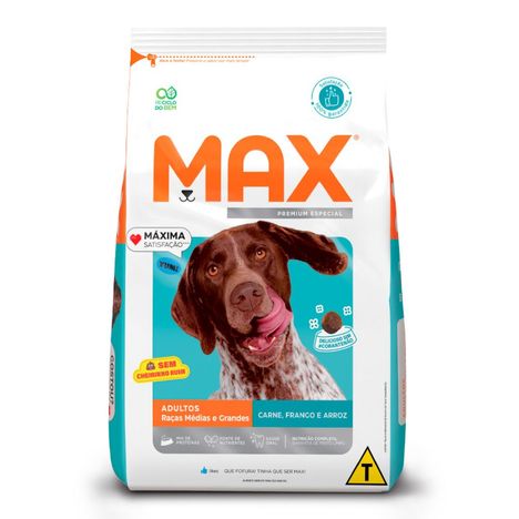 Ração Max para Cães Adultos de Porte Médio e Grande Sabor Carne, Frango e Arroz 15kg