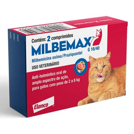 Vermífugo Milbemax G Gatos 2 a 8kg 2 Comprimidos