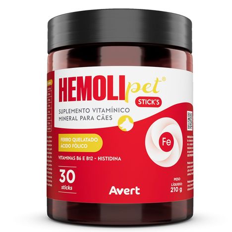 Suplemento Vitamínico Avert Hemolipet Sticks para Cães 210g