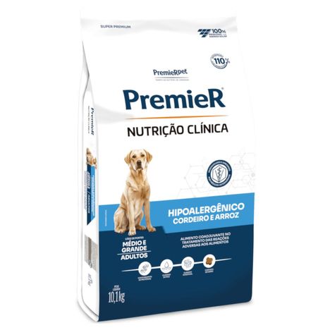 Ração Premier Nutrição Clínica Hipoalergênico para Cães de Médio e Grande Porte Cordeiro e Arroz 10,1 kg Ração Premier Nutrição Clínica Hipoalergênico para Cães de Médio e Grande Porte Cordeiro e Arroz 10,1 kg