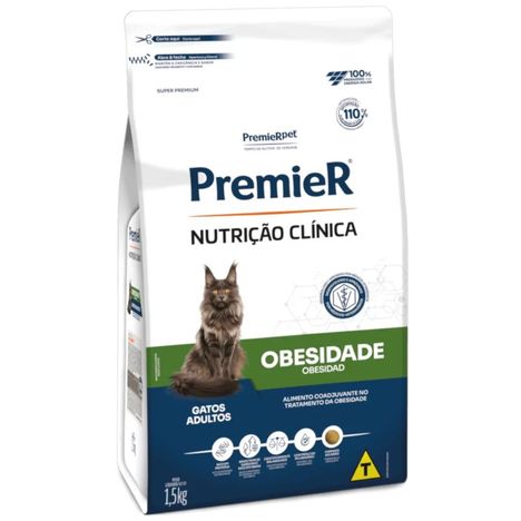 Ração Premier Nutrição Clínica Obesidade Para Gatos 1,5 kg Ração Premier Nutrição Clínica Obesidade Para Gatos 1,5 kg