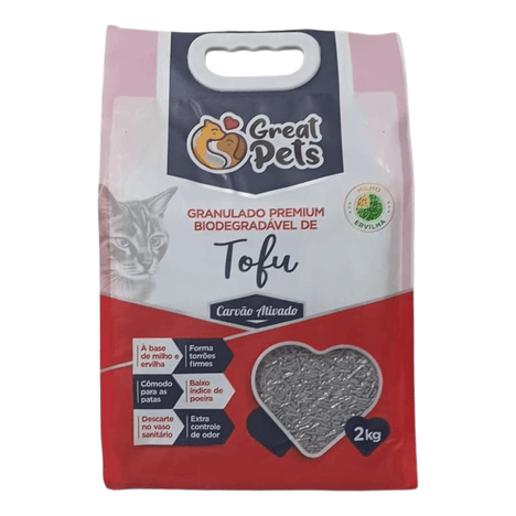 Granulado Higiênico Great Pets Premium Biodegradável Tofu Carvão 2 kg Granulado Higiênico Great Pets Premium Biodegradável Tofu Carvão 2 kg