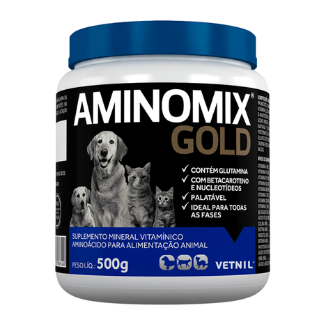 Suplemento Aminomix Gold para Cães e Gatos com 500 g Suplemento Aminomix Gold para Cães e Gatos com 500 g