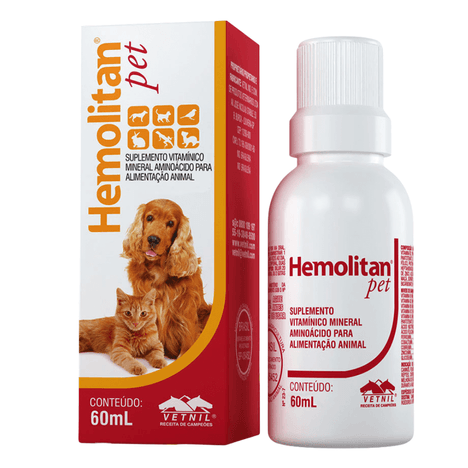 Suplemento Hemolitan Pet para Cães e Gatos com 60 ml Suplemento Hemolitan Pet para Cães e Gatos com 60 ml