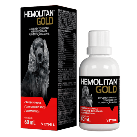 Suplemento Hemolitan Gold para Cães e Gatos com 60 ml Suplemento Hemolitan Gold para Cães e Gatos com 60 ml
