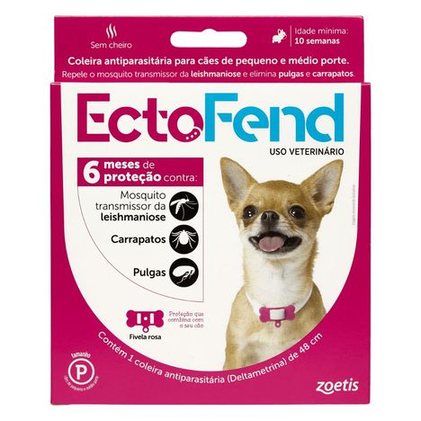 Coleira Antiparasitária EctoFend 48cm para Cães de Pequeno e Médio Porte -  Rosa Coleira Antiparasitária EctoFend 48cm para Cães de Pequeno e Médio Porte -  Rosa
