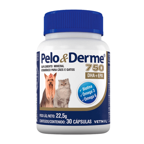 Suplemento Pelo & Derme 750mg DHA+EPA com 30 Cápsulas Suplemento Pelo & Derme 750mg DHA+EPA com 30 Cápsulas