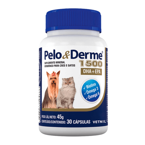 Suplemento Pelo & Derme 1500mg DHA+EPA com 30 Cápsulas Suplemento Pelo & Derme 1500mg DHA+EPA com 30 Cápsulas