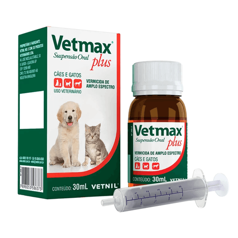 Vermífugo Vetmax Plus Suspensão em 30ml Vermífugo Vetmax Plus Suspensão em 30ml