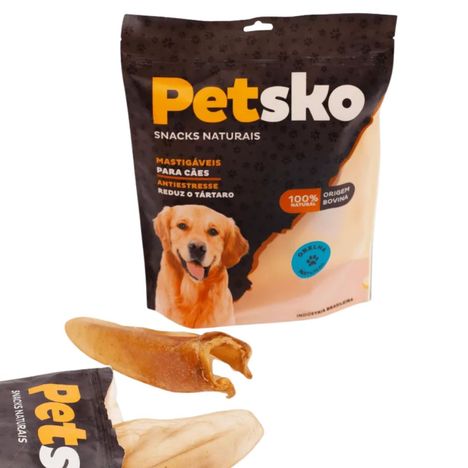 Petisco Orelha Bovina Branqueada Petsko com 2 unidades Petisco Orelha Bovina Branqueada Petsko com 2 unidades