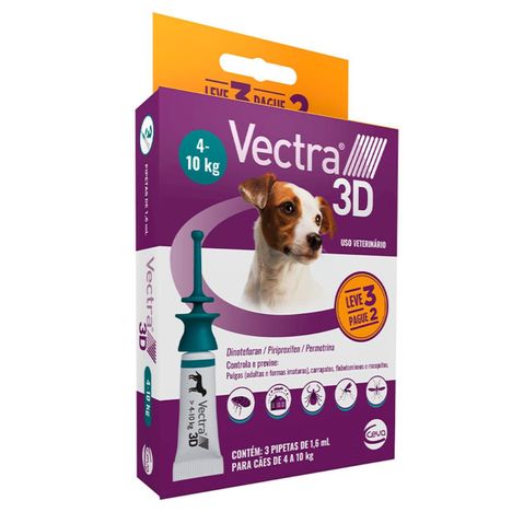 Combo Antipulgas Vectra 3D para Cães 4 a 10kg - 3 Pipetas Combo Antipulgas Vectra 3D para Cães 4 a 10kg - 3 Pipetas