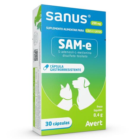 Suplemento Alimentar Sanus para Cães e Gatos 200g 30 Cápsulas