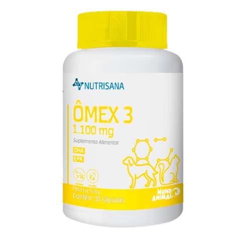 Suplemento Nutrisana Ômex 3 para Cães e Gatos com 30 Cápsulas de 1100 mg Suplemento Nutrisana Ômex 3 para Cães e Gatos com 30 Cápsulas de 1100 mg