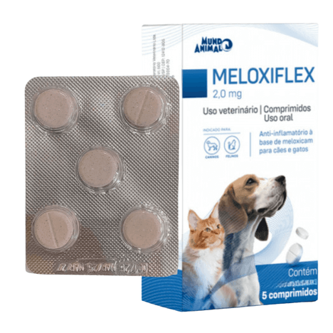 Anti-inflamatório Meloxiflex para Cães e Gatos em Blister com 5 Comprimidos de 2,0 mg Anti-inflamatório Meloxiflex para Cães e Gatos em Blister com 5 Comprimidos de 2,0 mg