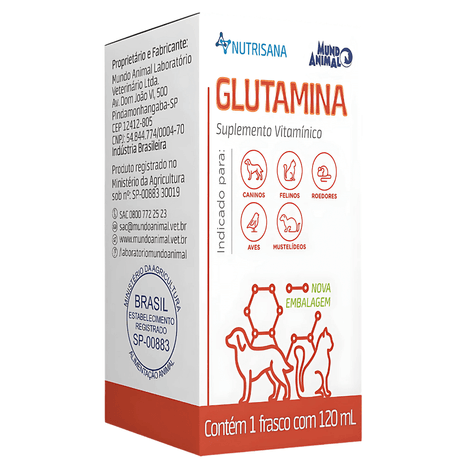 Suplemento Nutrisana Glutamina para Cães e Gatos com 120 ml Suplemento Nutrisana Glutamina para Cães e Gatos com 120 ml