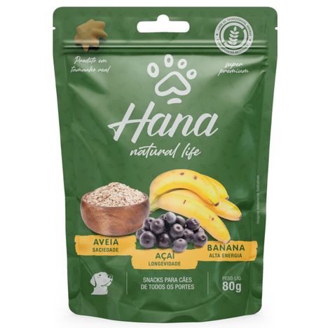 Snack Hana Natural Life Aveia, Acaí e Banana para Cães 80g Snack Hana Natural Life Aveia, Acaí e Banana para Cães 80g