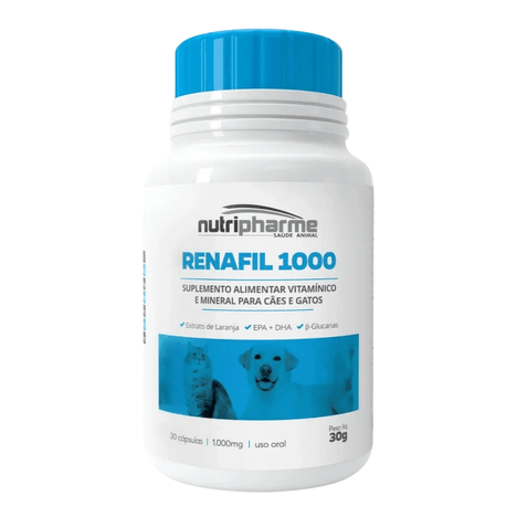 Suplemento Renafil para Cães e Gatos com 30 Cápsulas de 1000 mg Suplemento Renafil para Cães e Gatos com 30 Cápsulas de 1000 mg
