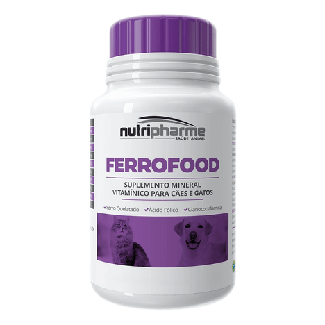 Suplemento Ferrofood para Cães e Gatos de 800mg com 30 Comprimidos Suplemento Ferrofood para Cães e Gatos de 800mg com 30 Comprimidos