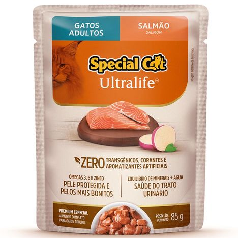 Sachê Special Cat Ultralife para Gatos Adultos Sabor Salmão com Bata-Doce 85g