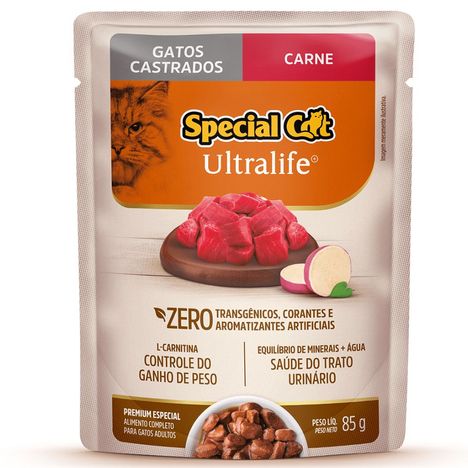 Ração Úmida Special Cat Sachê Carne com Batata Doce para Gatos Castrados 85g Ração Úmida Special Cat Sachê Carne com Batata Doce para Gatos Castrados 85g
