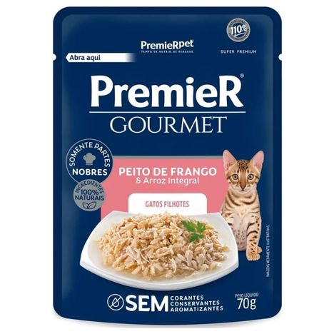 Ração Úmida Sachê Premier Gourmet Gatos Filhotes Peito de Frango e Arroz Integral 70g Ração Úmida Sachê Premier Gourmet Gatos Filhotes Peito de Frango e Arroz Integral 70g