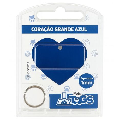Plaquinha de Identificação Personalizada - Coração Azul G