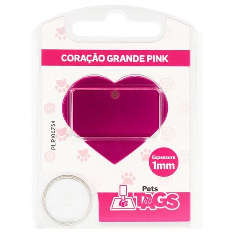 Plaquinha de Identificação Personalizada - Coração Pink G