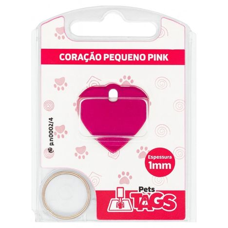 Plaquinha de Identificação Personalizada - Coração Pink P