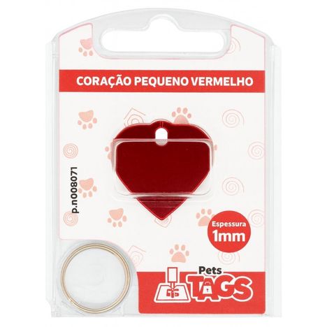 Plaquinha de Identificação Personalizada - Coração Vermelho P