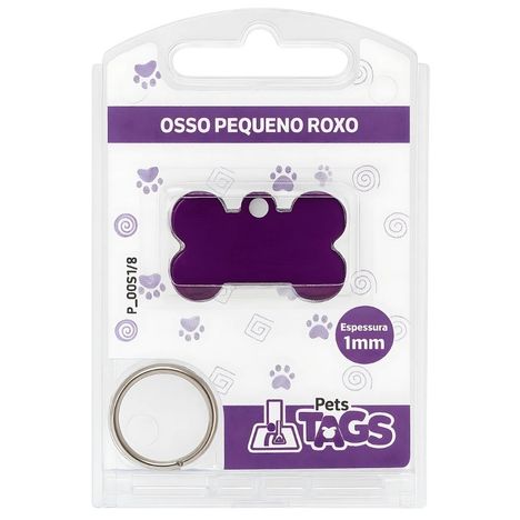 Plaquinha de Identificação Personalizada - Osso Roxo P