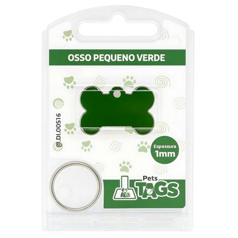 Plaquinha de Identificação Personalizada - Osso Verde P
