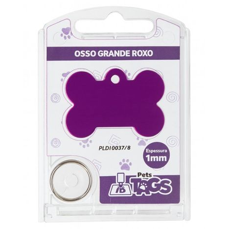 Plaquinha de Identificação Personalizada - Osso Roxo G