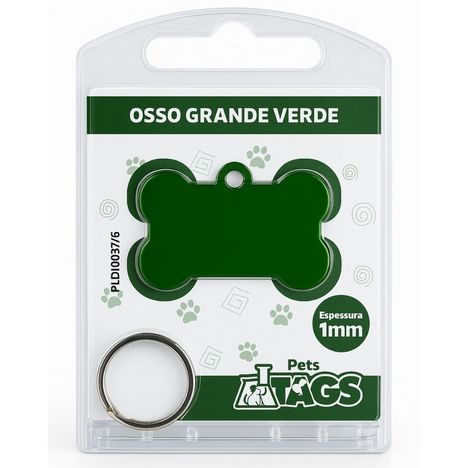Plaquinha de Identificação Personalizada - Osso Verde G