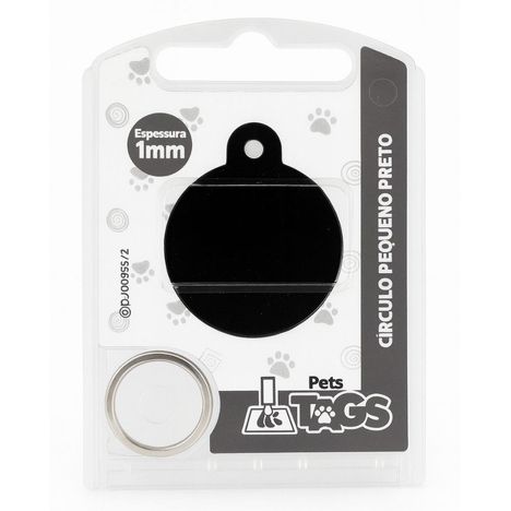 Plaquinha de Identificação Personalizada - Círculo Preto P