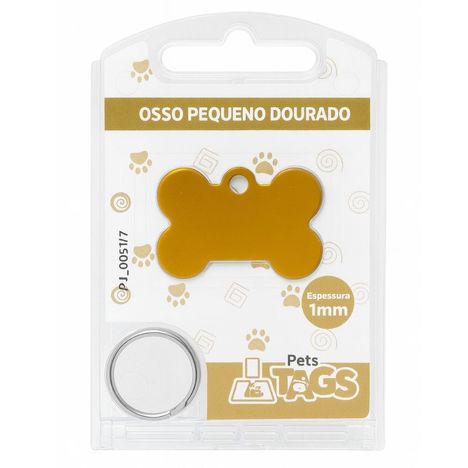 Plaquinha de Identificação Personalizada - Osso Dourado P