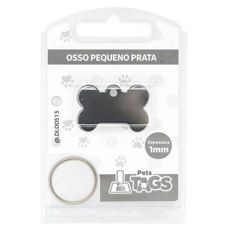 Plaquinha de Identificação Personalizada - Osso Prata P