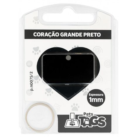 Plaquinha de Identificação Personalizada - Coração Preto G
