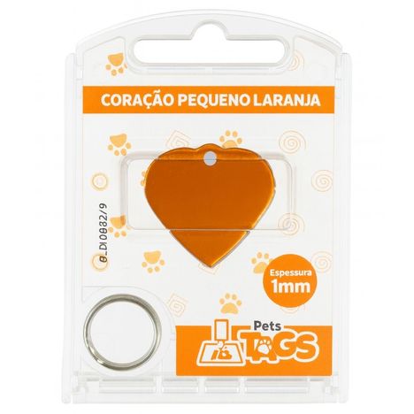 Plaquinha de Identificação Personalizada - Coração Laranja P