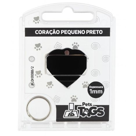 Plaquinha de Identificação Personalizada - Coração Preto P Plaquinha de Identificação Personalizada - Coração Preto P